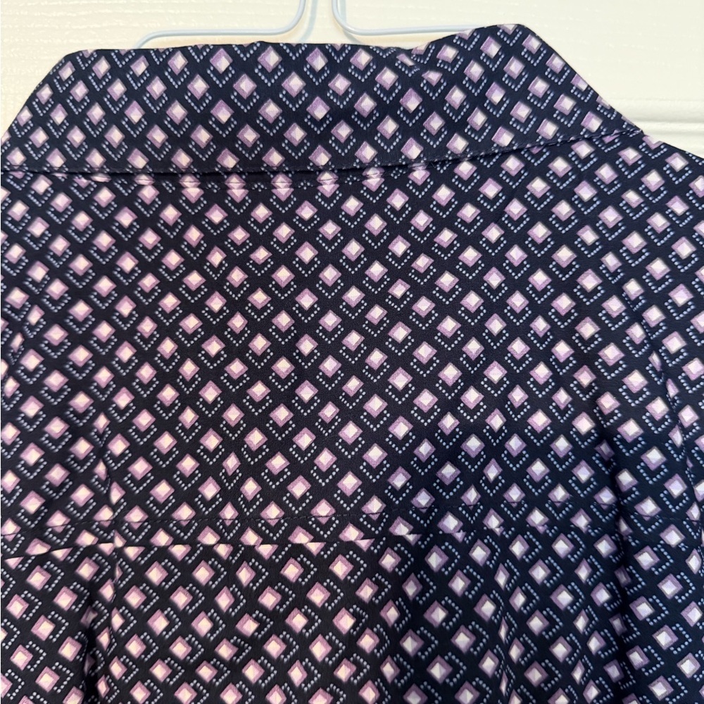 Tasso Elba Navy and Lavender Patterned Shirt - Picture 7 of 7